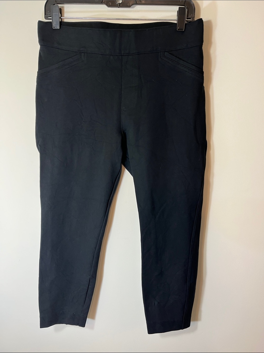 Spanx The Perfect Black Pull On  Pants Ankle Length Small Pocket Stretch medium